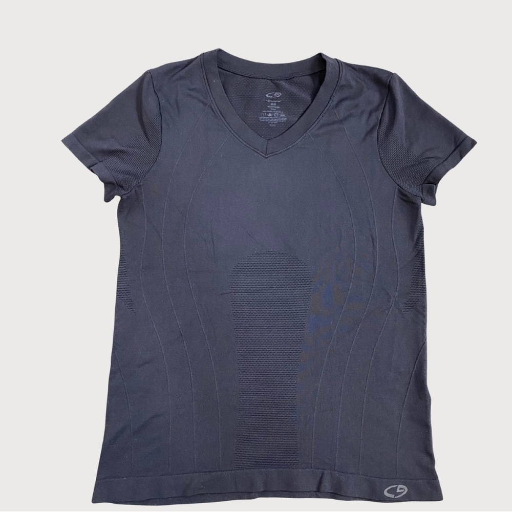 Champion Black V-Neck Tee Ladies  XS Fitted Athletic